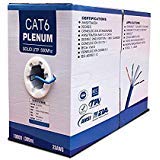 1000FT Cat6 Plenum Solid UTP 23AWG Blue Ethernet Cable D8937