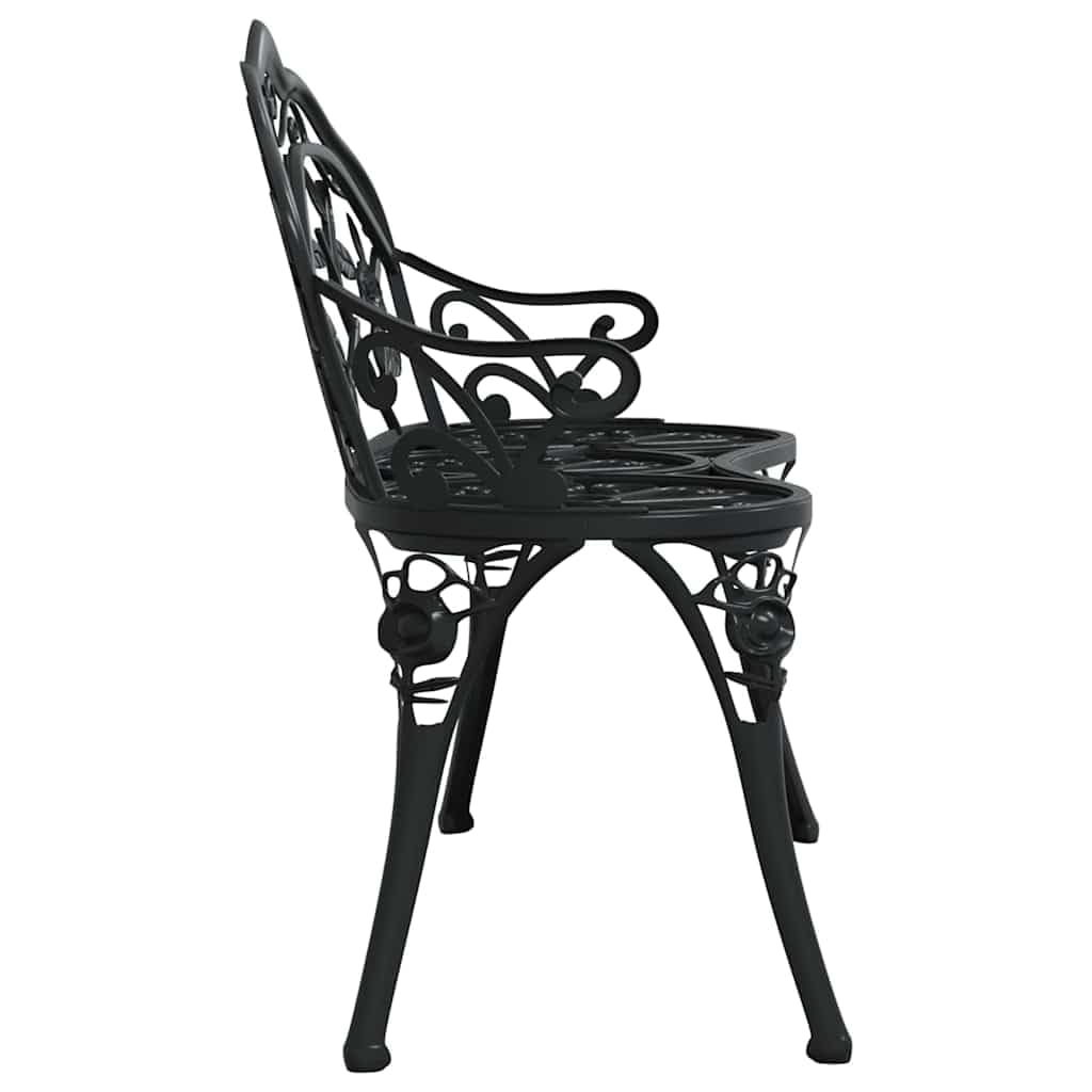 Cast Aluminum Black Patio Bench with Backrest C846677