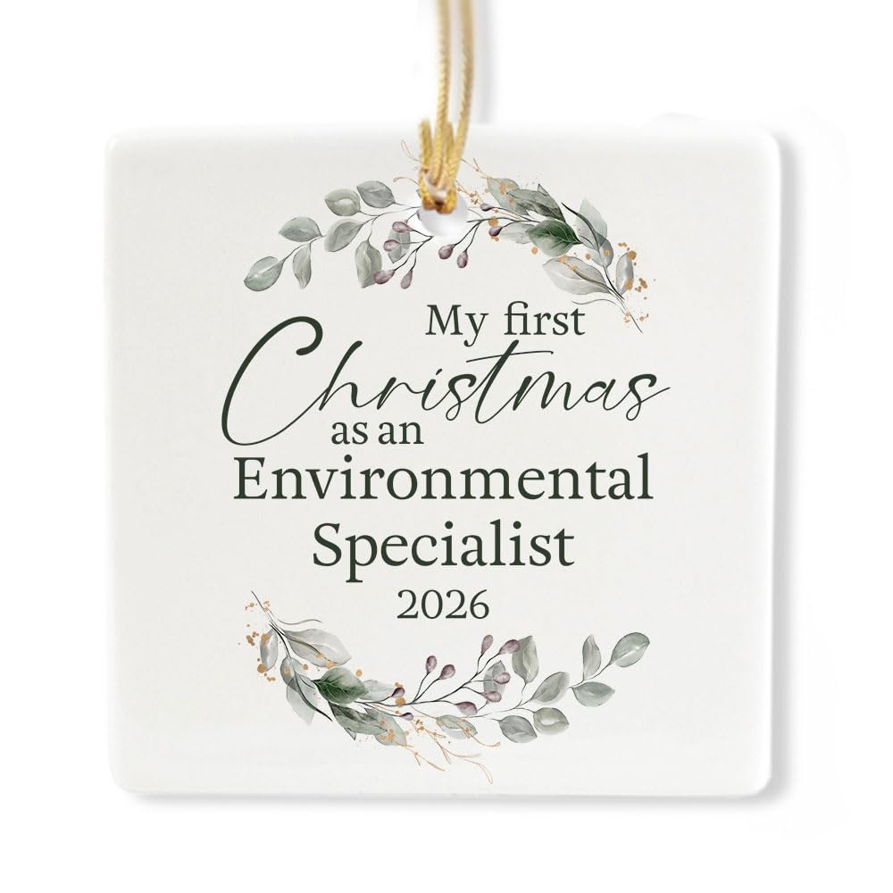 Ceramic 3-inch Square-Shaped Botanical Wreath Ornament W90698