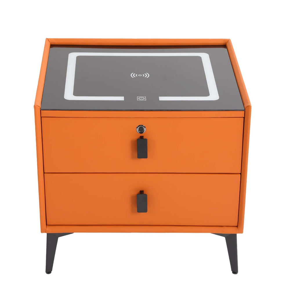 Wooden Nightstand with Fingerprint Lock Drawer and 2 Drawers Q455233