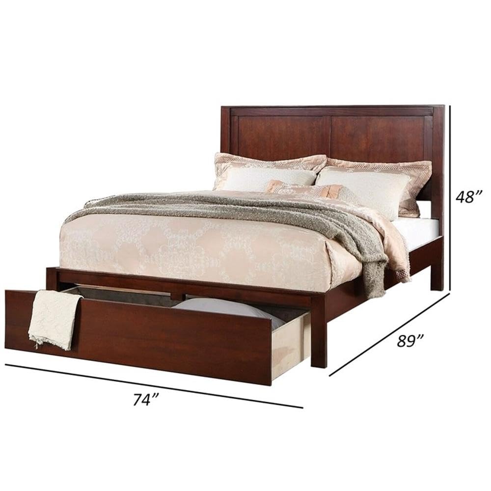 California King Solid Wood Platform Bed with Storage Drawer W3802