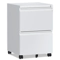 2 Drawer White Metal File Cabinet with Lock and Wheels D4151