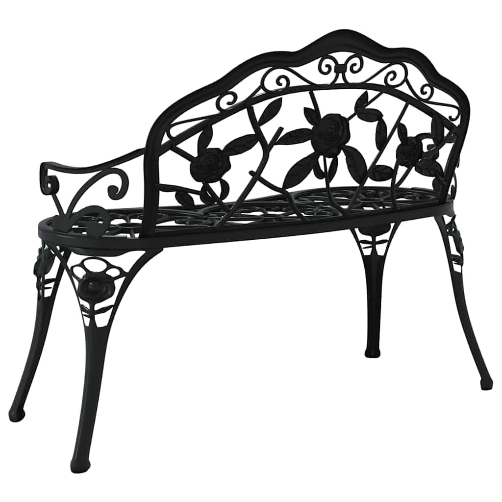 Cast Aluminum Black Patio Bench with Backrest C846677