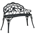 Cast Aluminum Black Patio Bench with Backrest C846677