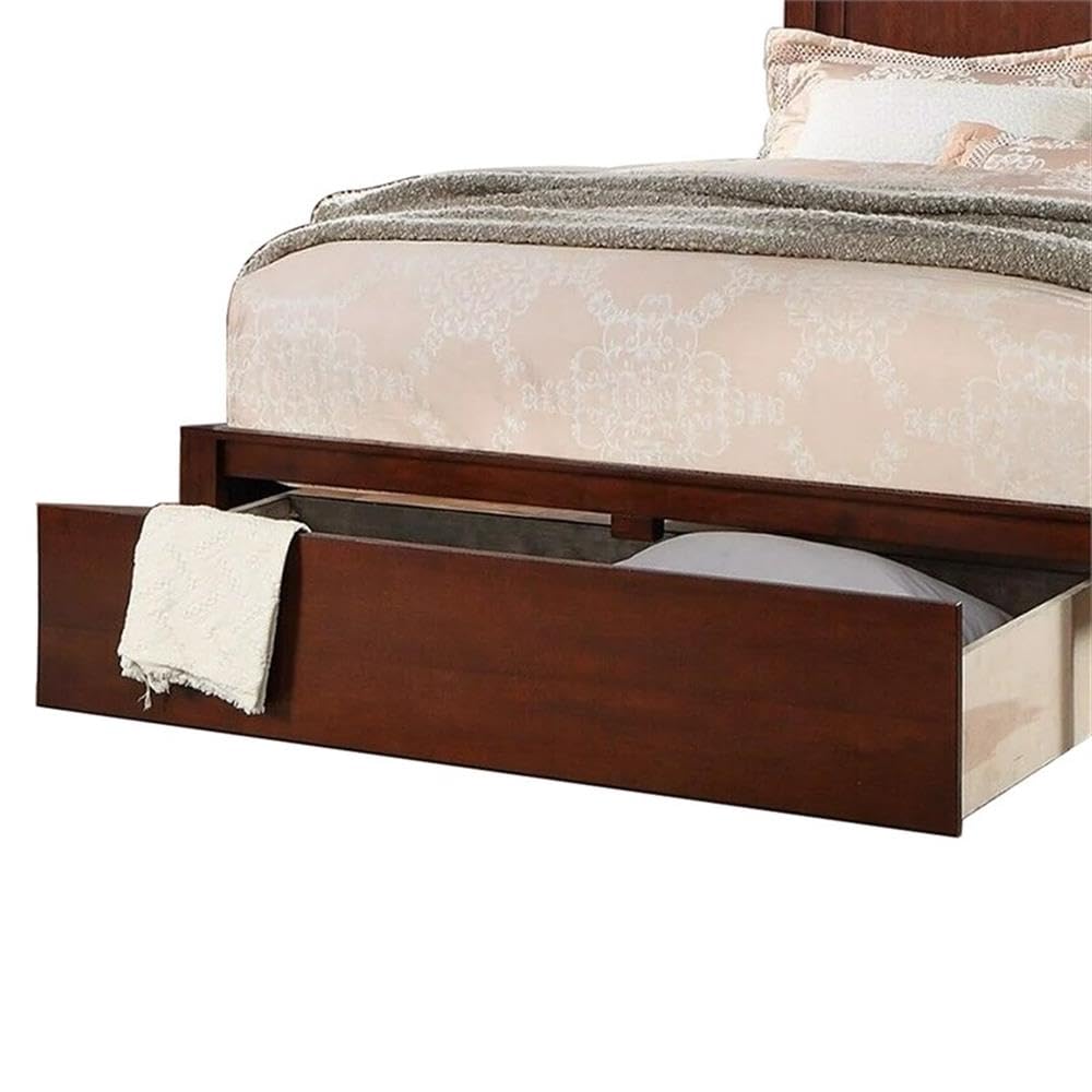 California King Solid Wood Platform Bed with Storage Drawer W3802