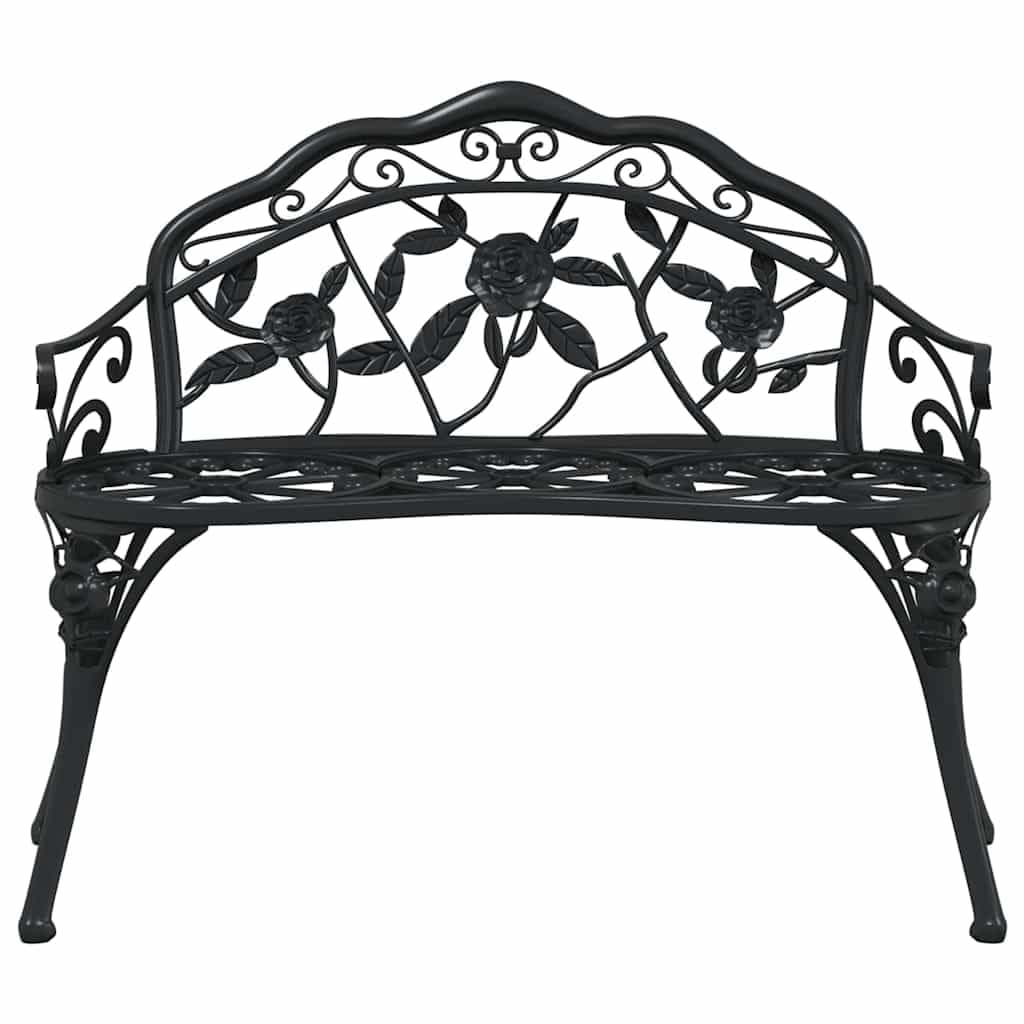 Cast Aluminum Black Patio Bench with Backrest C846677