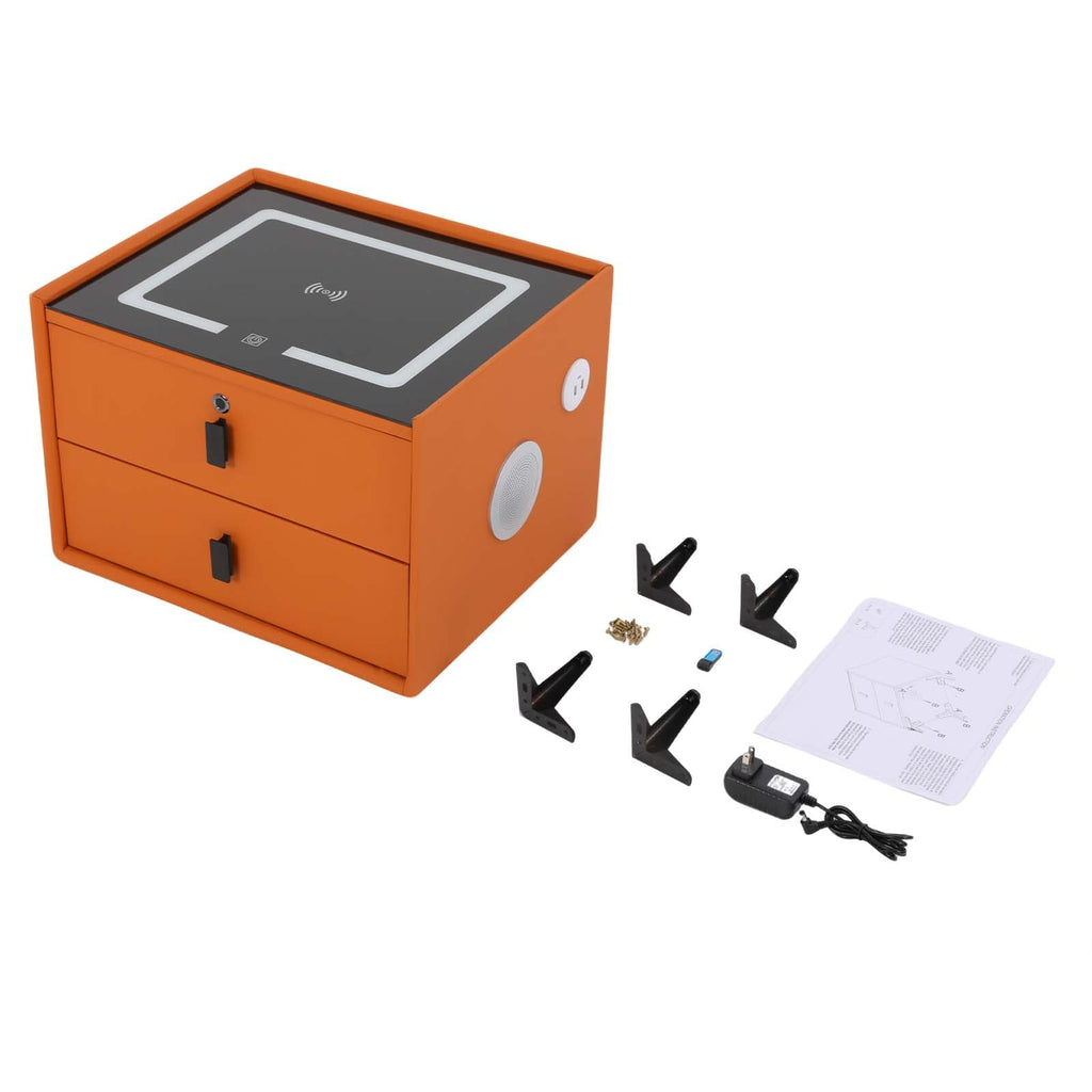 Wooden Nightstand with Fingerprint Lock Drawer and 2 Drawers Q455233