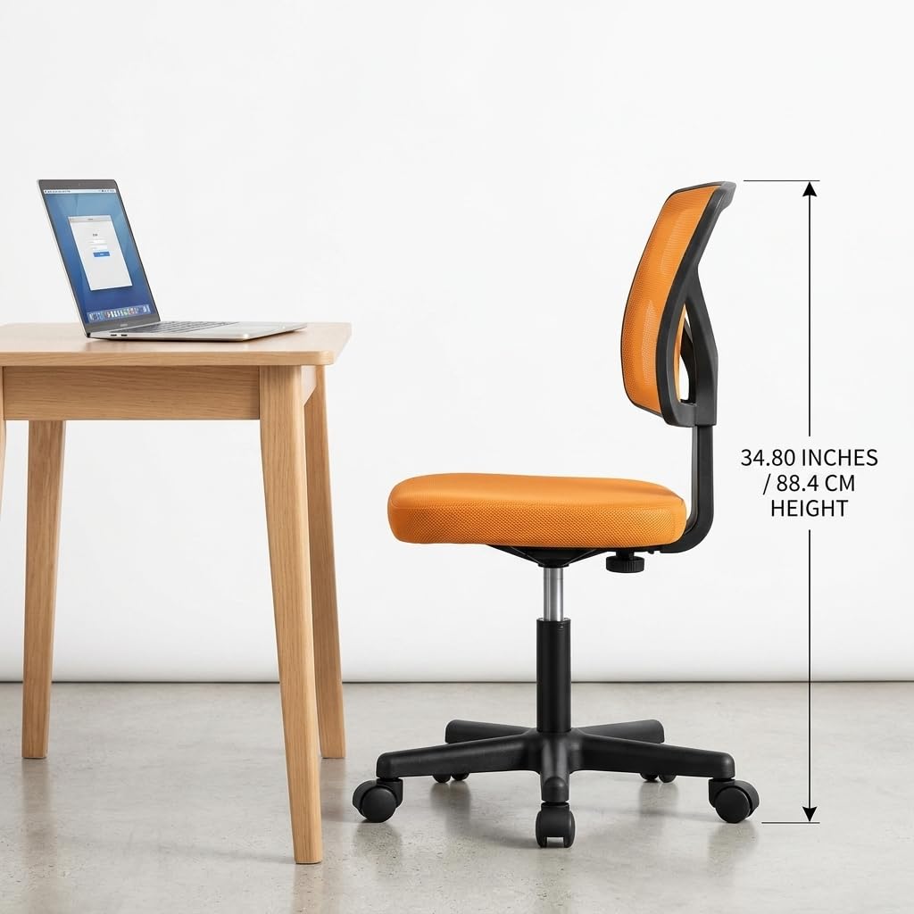 Armless Ergonomic Mesh Office Chair with Adjustable Height R16906