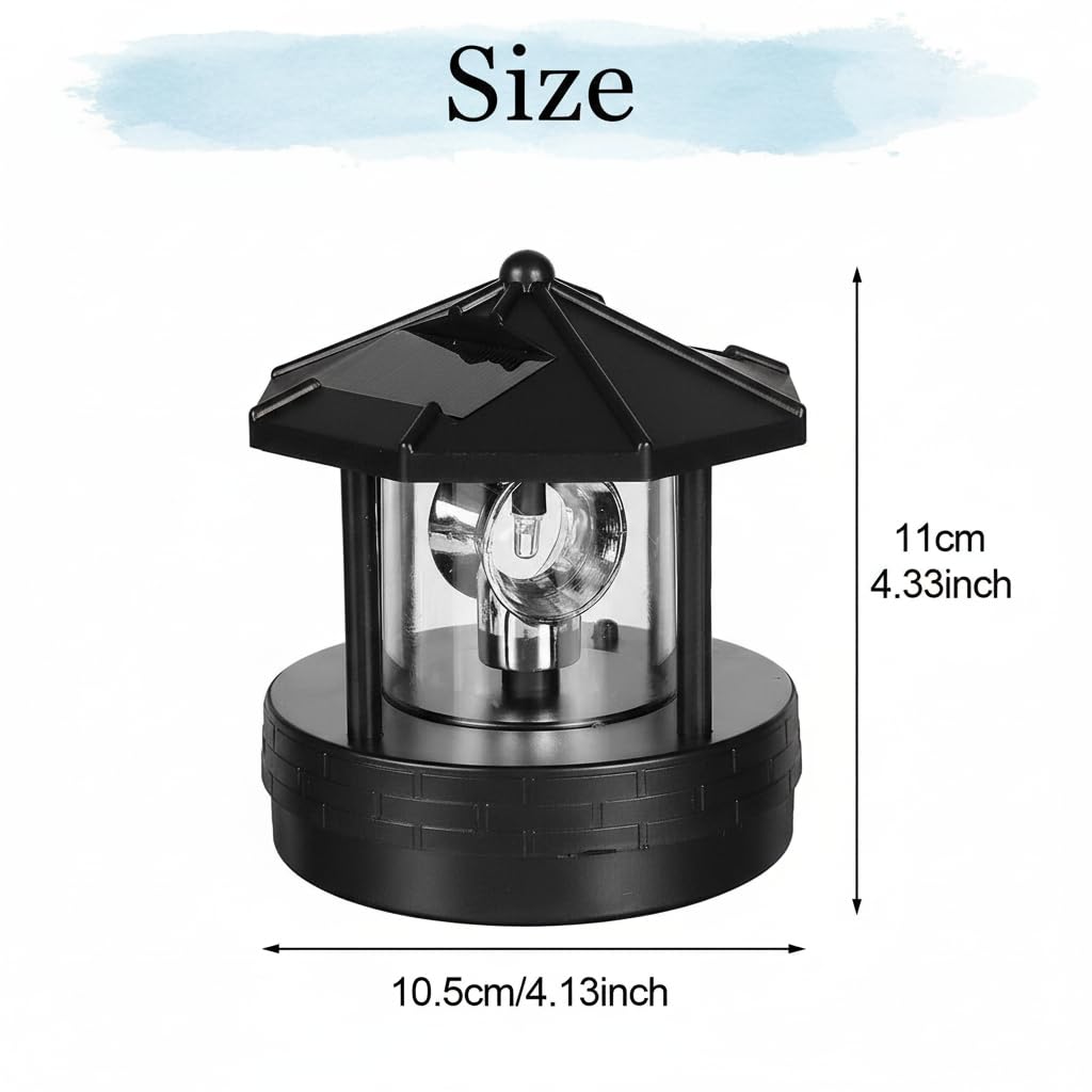 Solar Lighthouse Lamp with Rotating Beacon IP44 Waterproof LED Light D9536