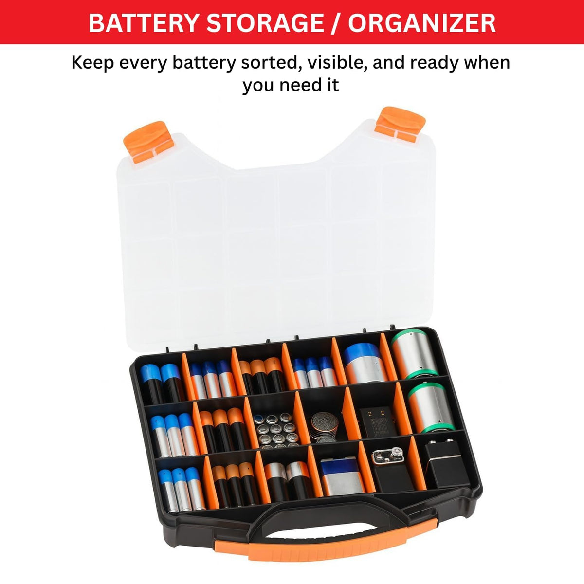 18-Compartment Portable Plastic Hardware Organizer Box A522548