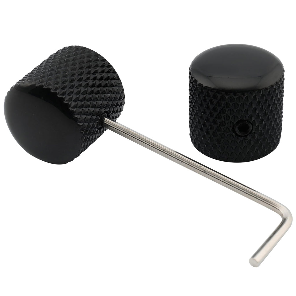 1/4 Inch Steel Dome Knob with Set Screw Black 2Pcs J791