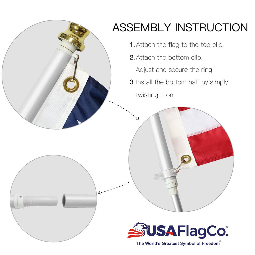 Flag Pole and Bracket Kit Brushed Aluminum H5090