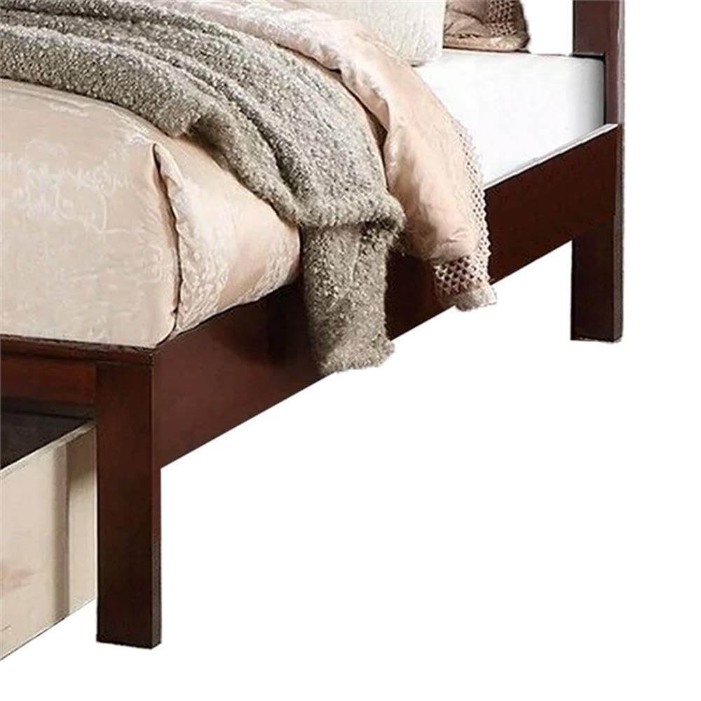 California King Solid Wood Platform Bed with Storage Drawer W3802