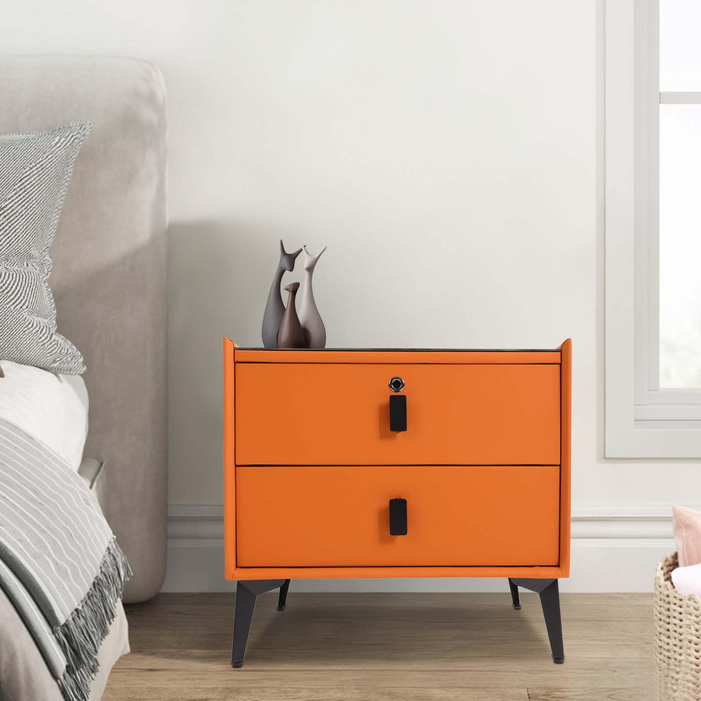Wooden Nightstand with Fingerprint Lock Drawer and 2 Drawers Q455233