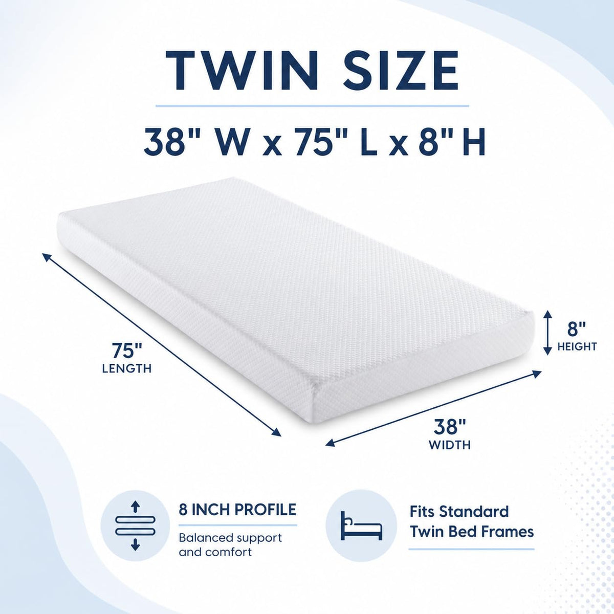 8 Inch Twin Memory Foam Mattress I844200