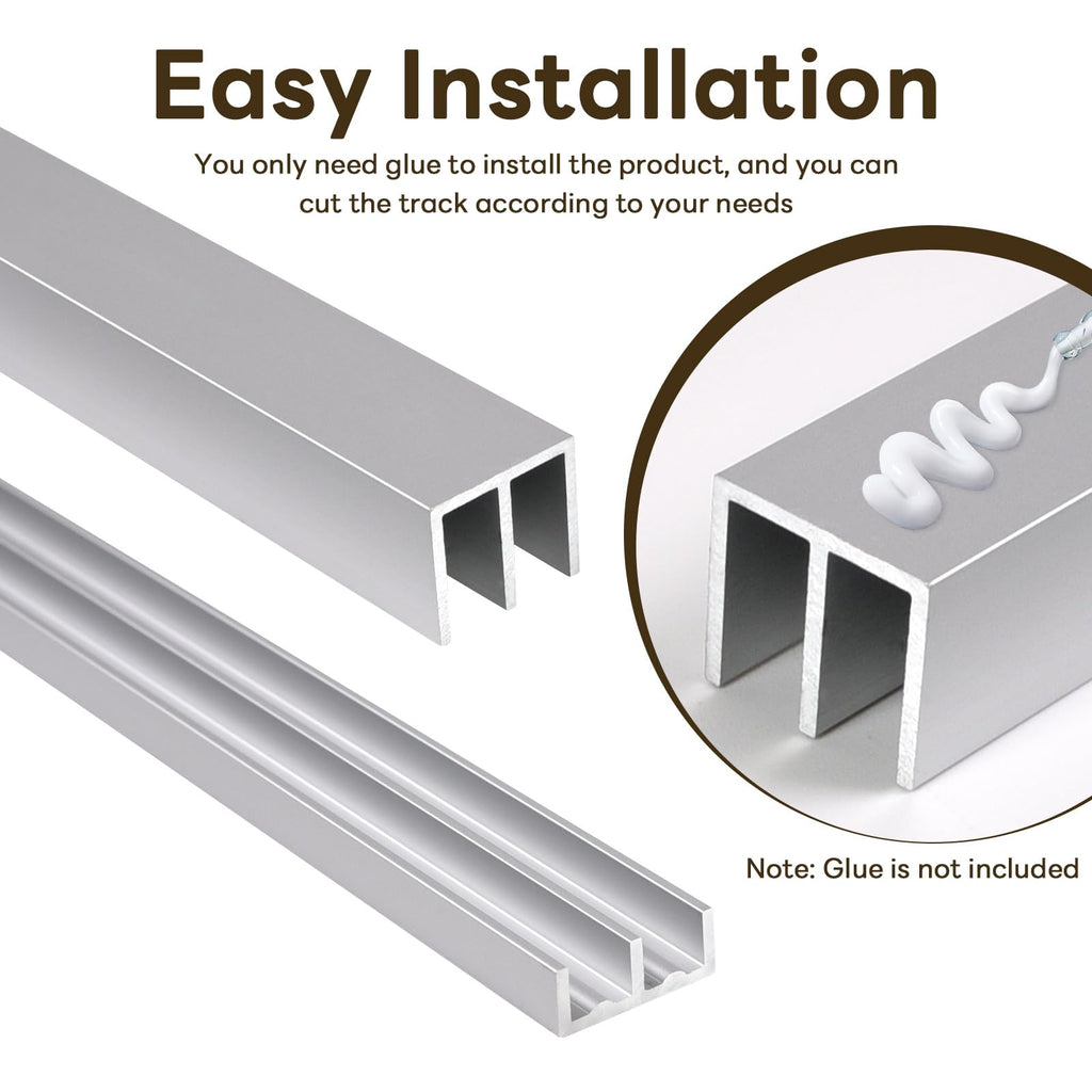 Aluminum Sliding Door Track Set 36 x 0.79 inches G6716
