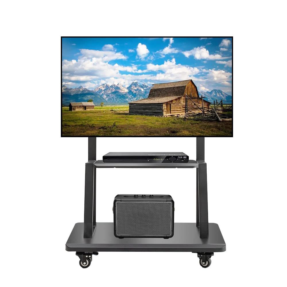 Mobile TV Stand on Wheels for 32-75 Inch Flat Panel Screens with Shelf B4993