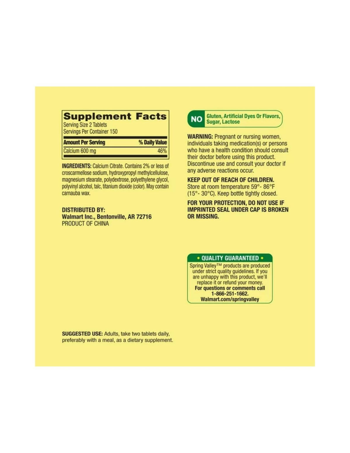 Calcium Citrate 600 mg 300 Tablets G174