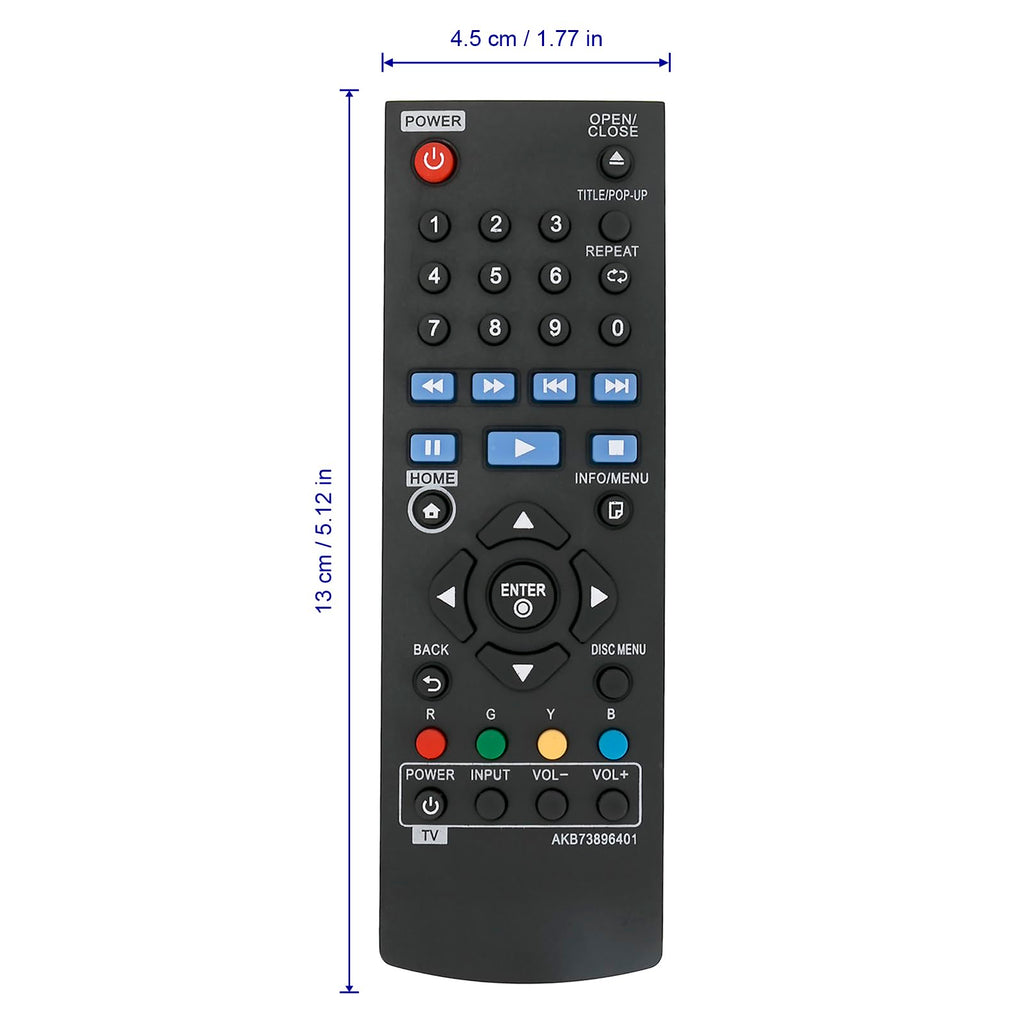 Replace Remote Control Compatible with Blu-ray Disc Player R430414