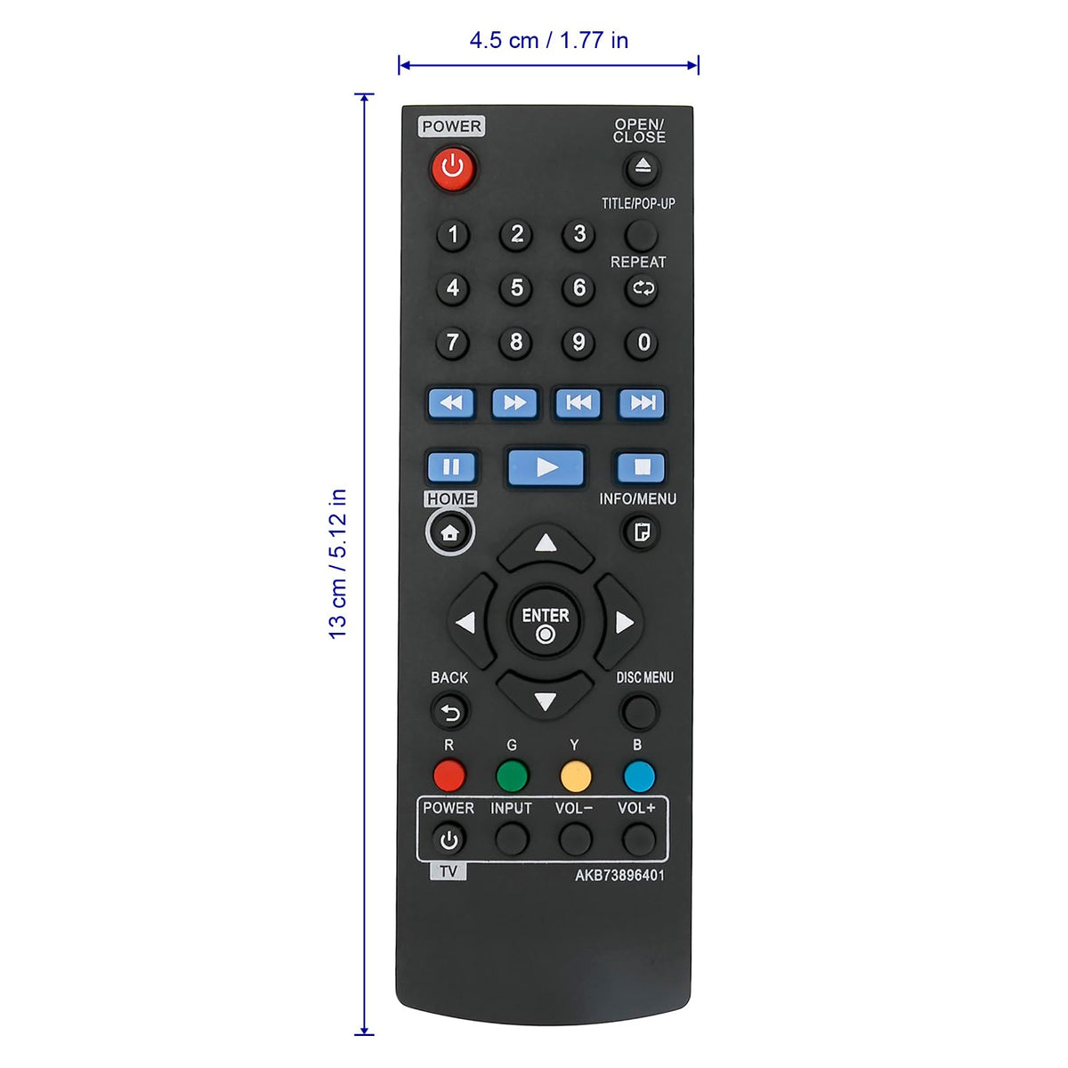 Replace Remote Control Compatible with Blu-ray Disc Player R430414