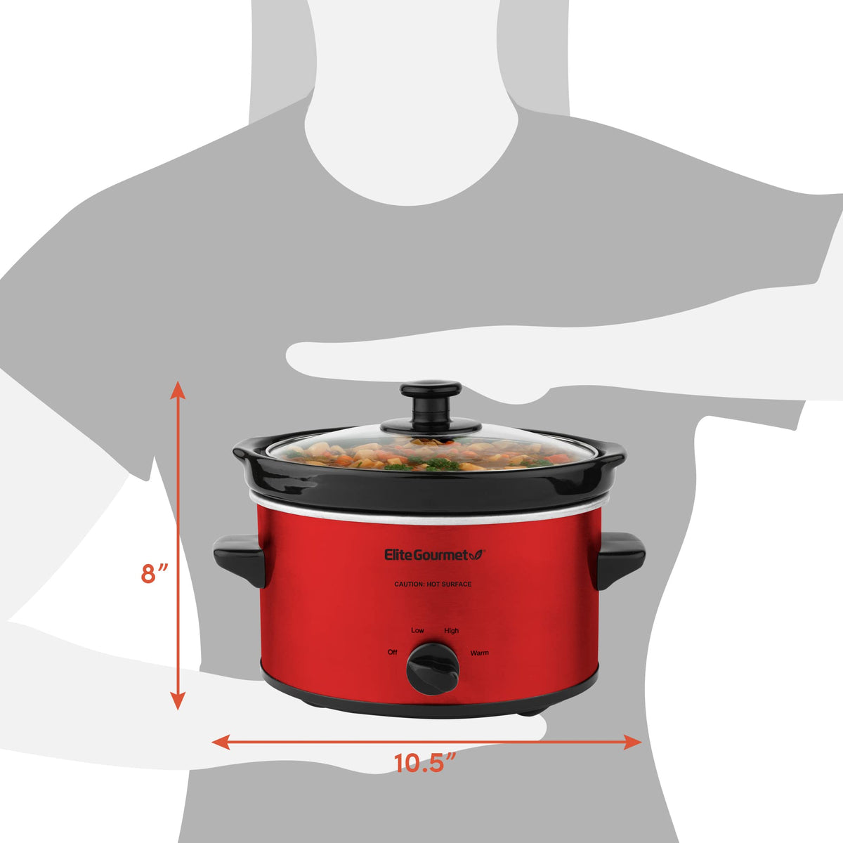 Electric Oval Slow Cooker, 2 Qt, Metallic Red S56185