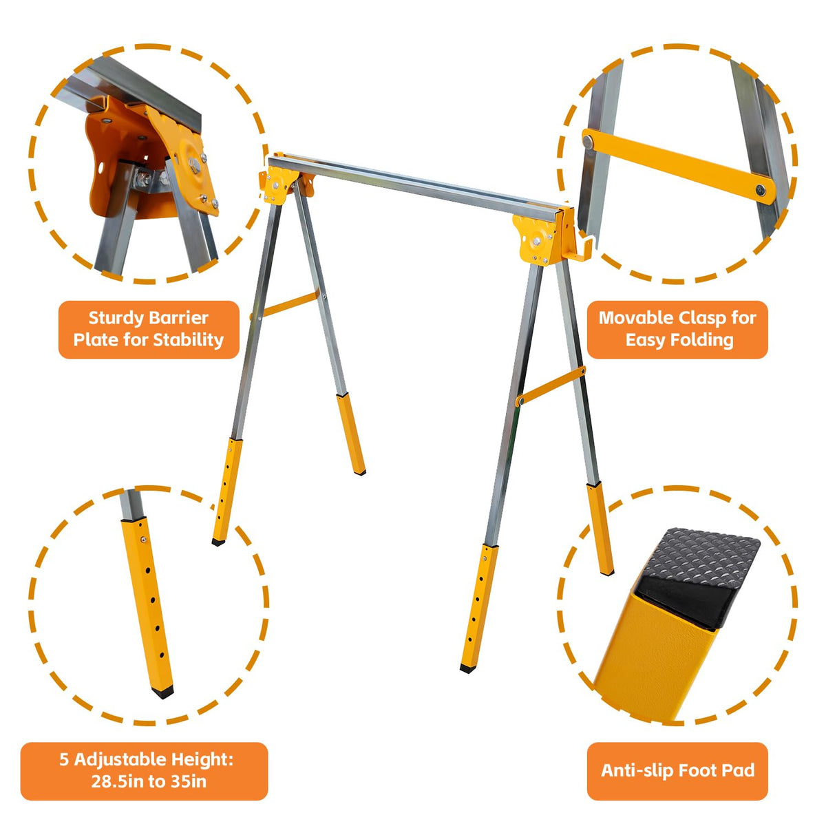 Adjustable Folding Steel Sawhorse 2 Pack R897426