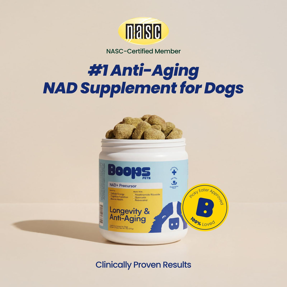 90 Soft Chews NAD+ Precursor Senior Dog Supplement C83810