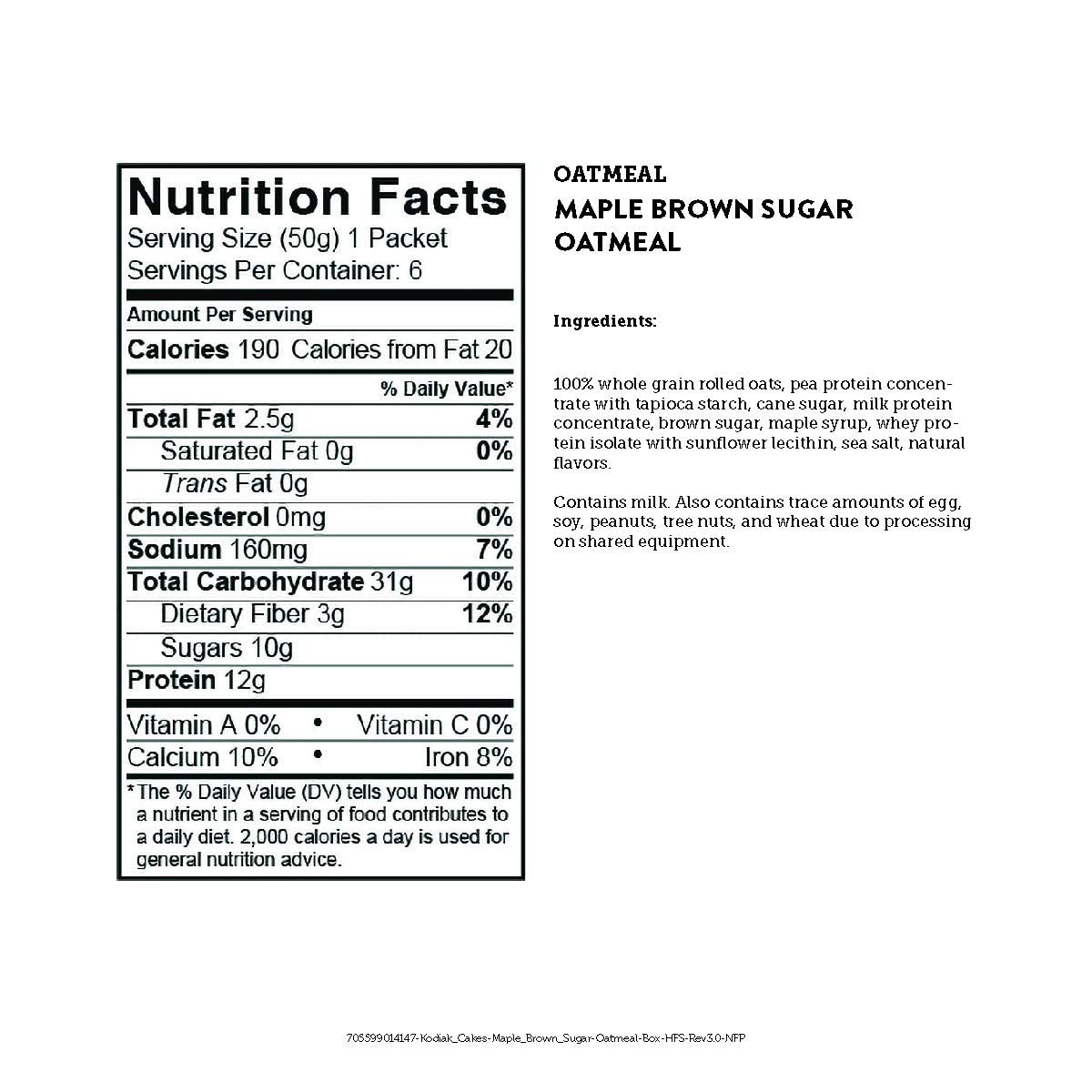 Instant Protein Oatmeal Packets, Maple & Brown Sugar, 6 Packets B62397