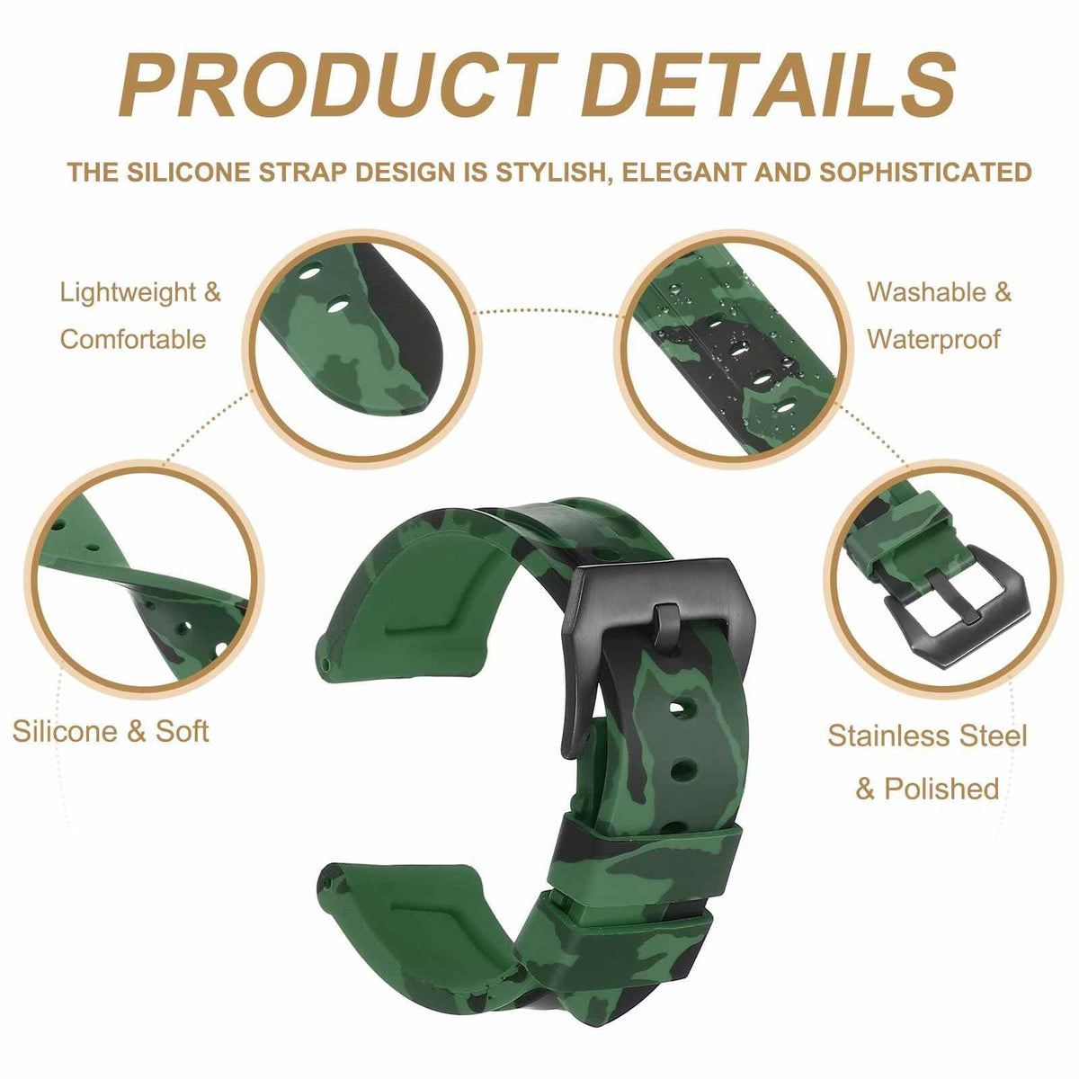 Silicone Quick Release Watch Band with Stainless Steel Clasp T86762