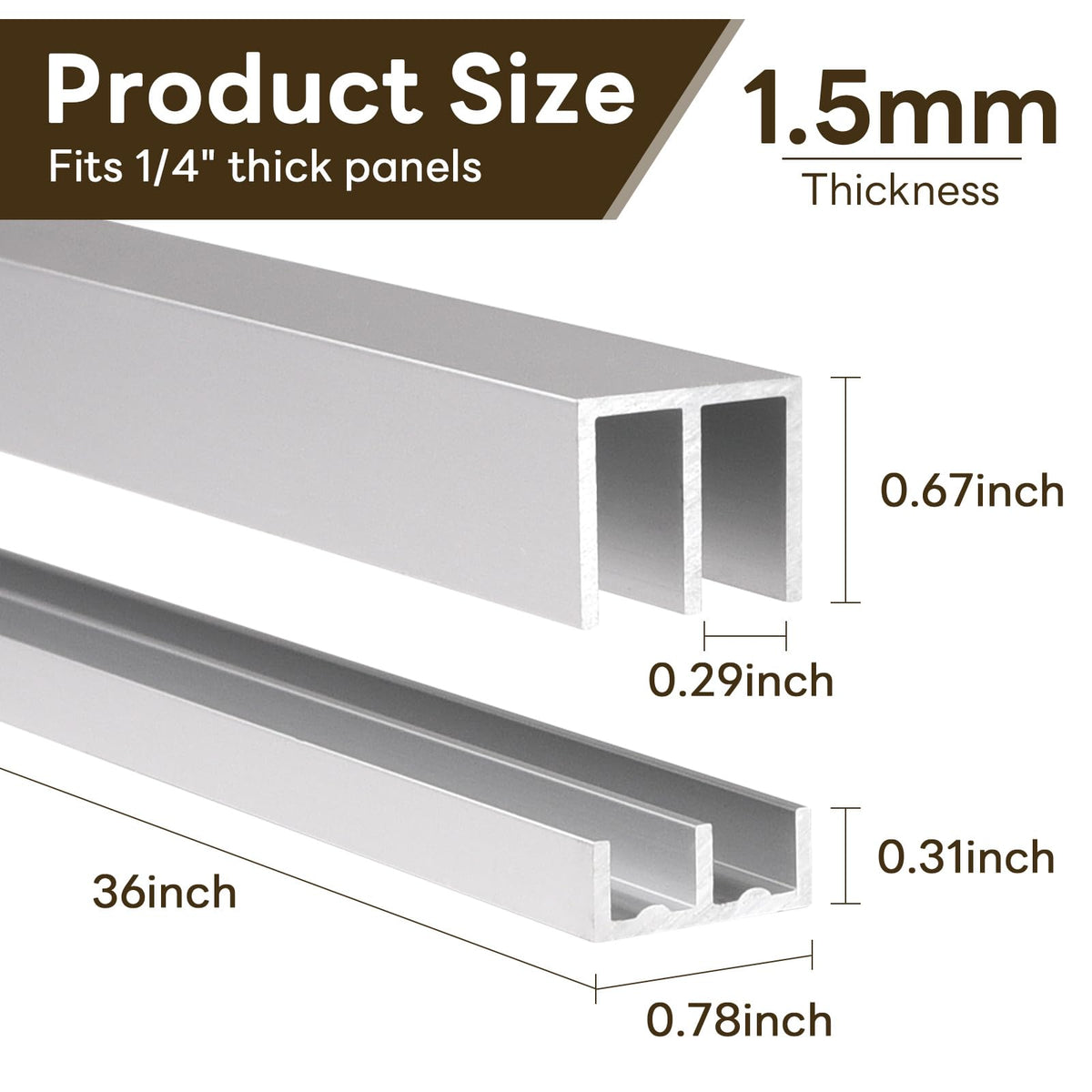 Aluminum Sliding Door Track Set 36 x 0.79 inches G6716