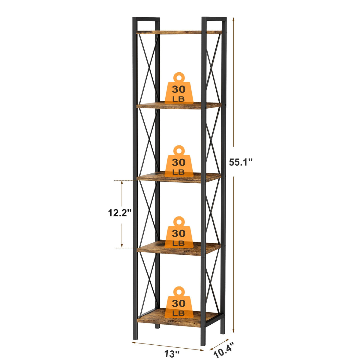 5 Tier Metal Bookshelf J987