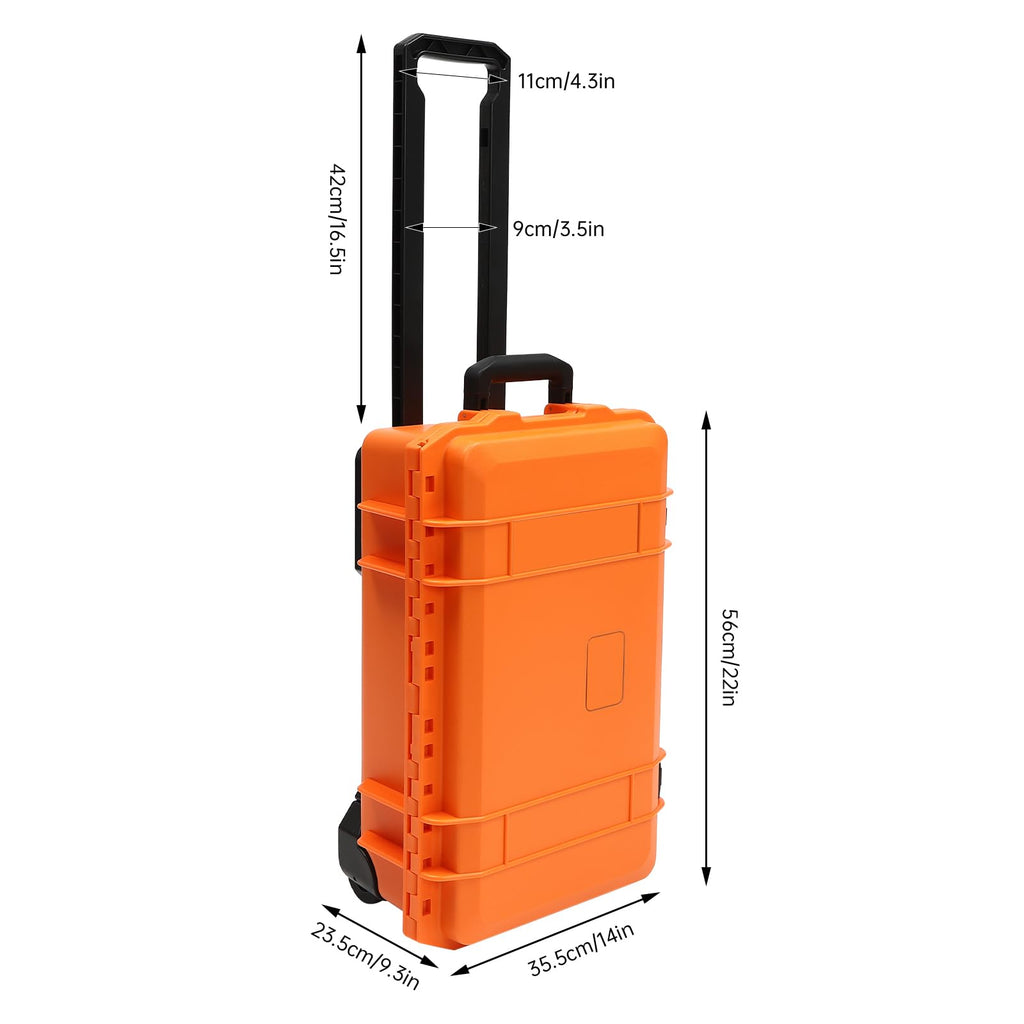 22" Rolling Waterproof Hard Case with Foam (Orange) A687