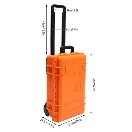 22" Rolling Waterproof Hard Case with Foam (Orange) A687