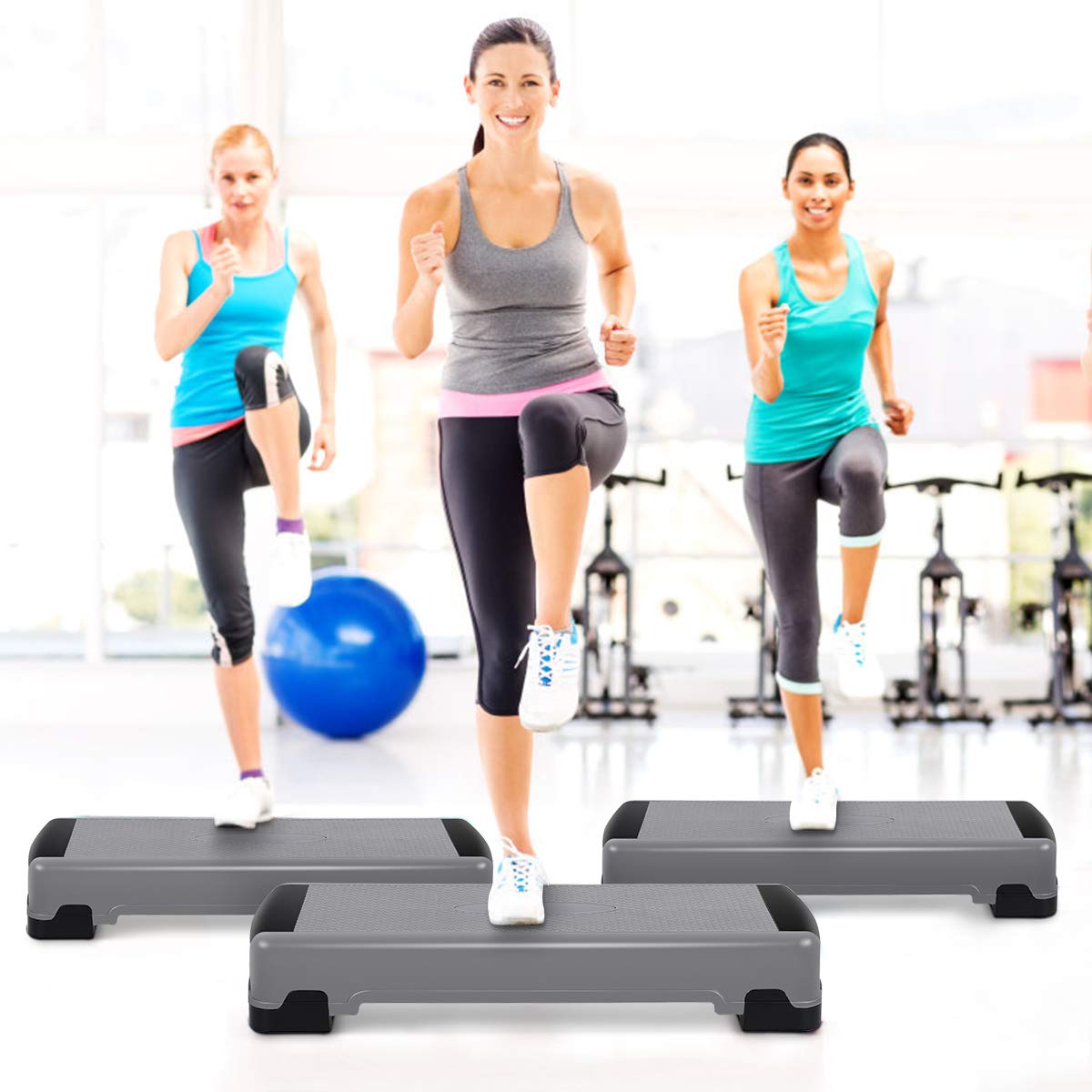 35" Height-Adjustable Non-Slip Aerobic Step Platform P47609