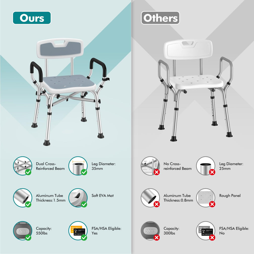 Shower Chair with Removable Arms and Back Z53216