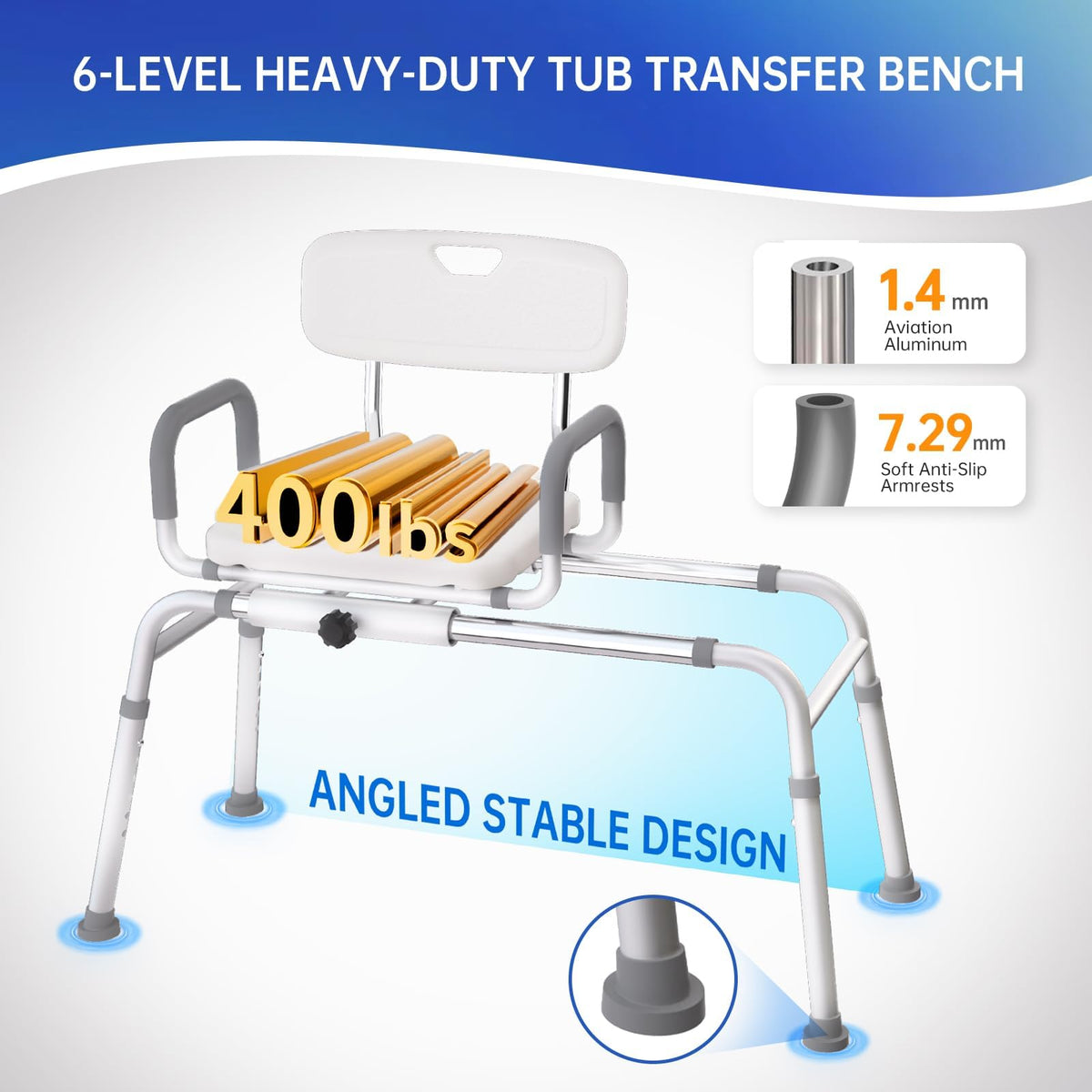 360° Swivel Adjustable Transfer Shower Chair with EVA Seat E6746