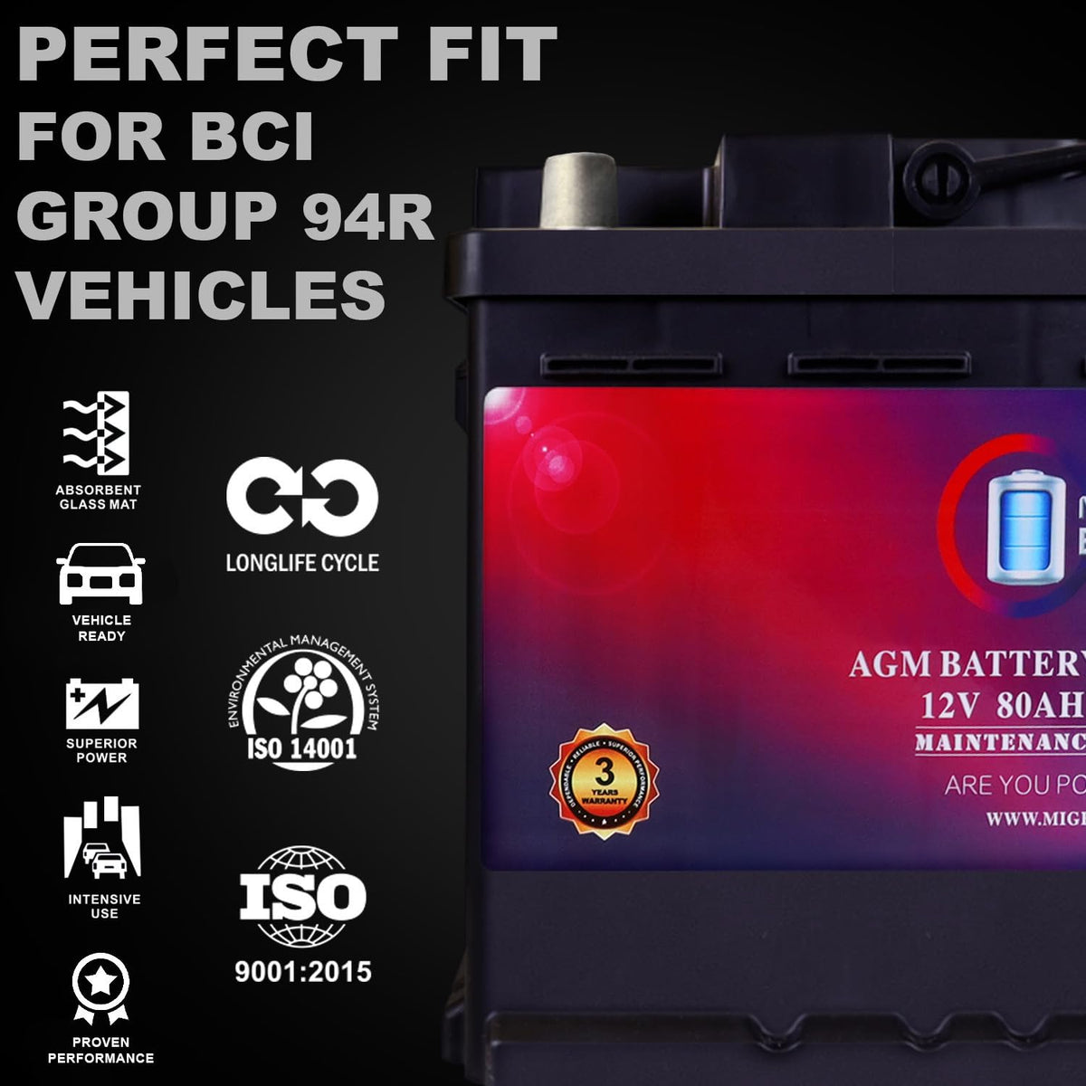 12V 80AH 850 CCA Replacement Battery N568965