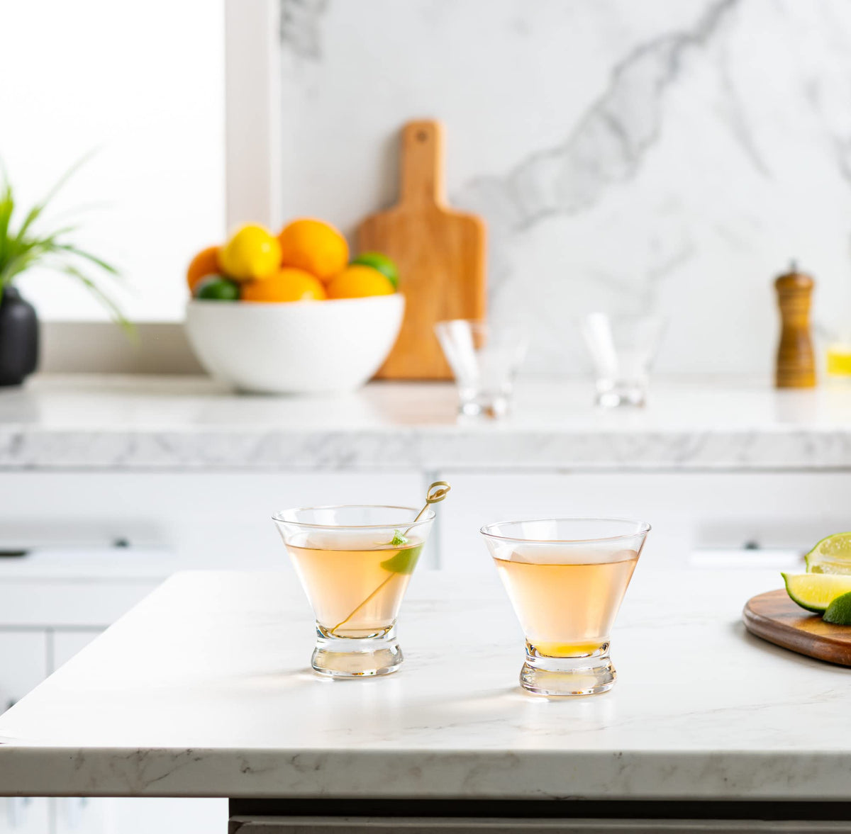 Set of 6 Stemless Martini Glasses 8 oz O607364