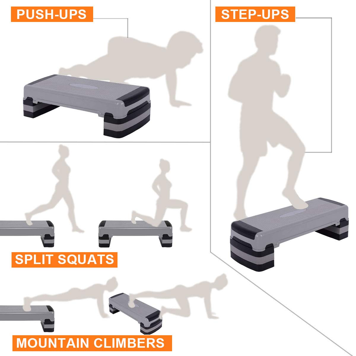 35" Height-Adjustable Non-Slip Aerobic Step Platform P47609
