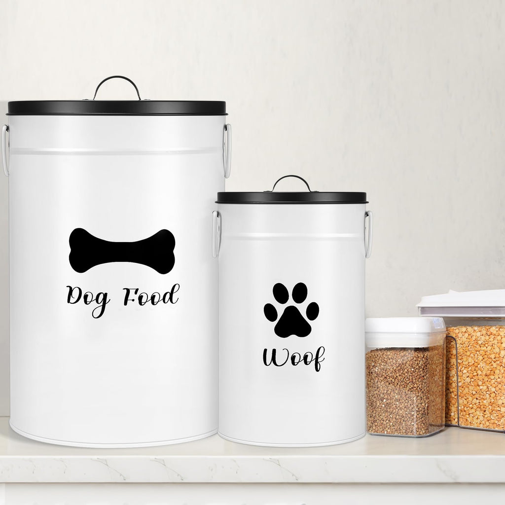 White Metal Dog Food Storage Containers Y210623