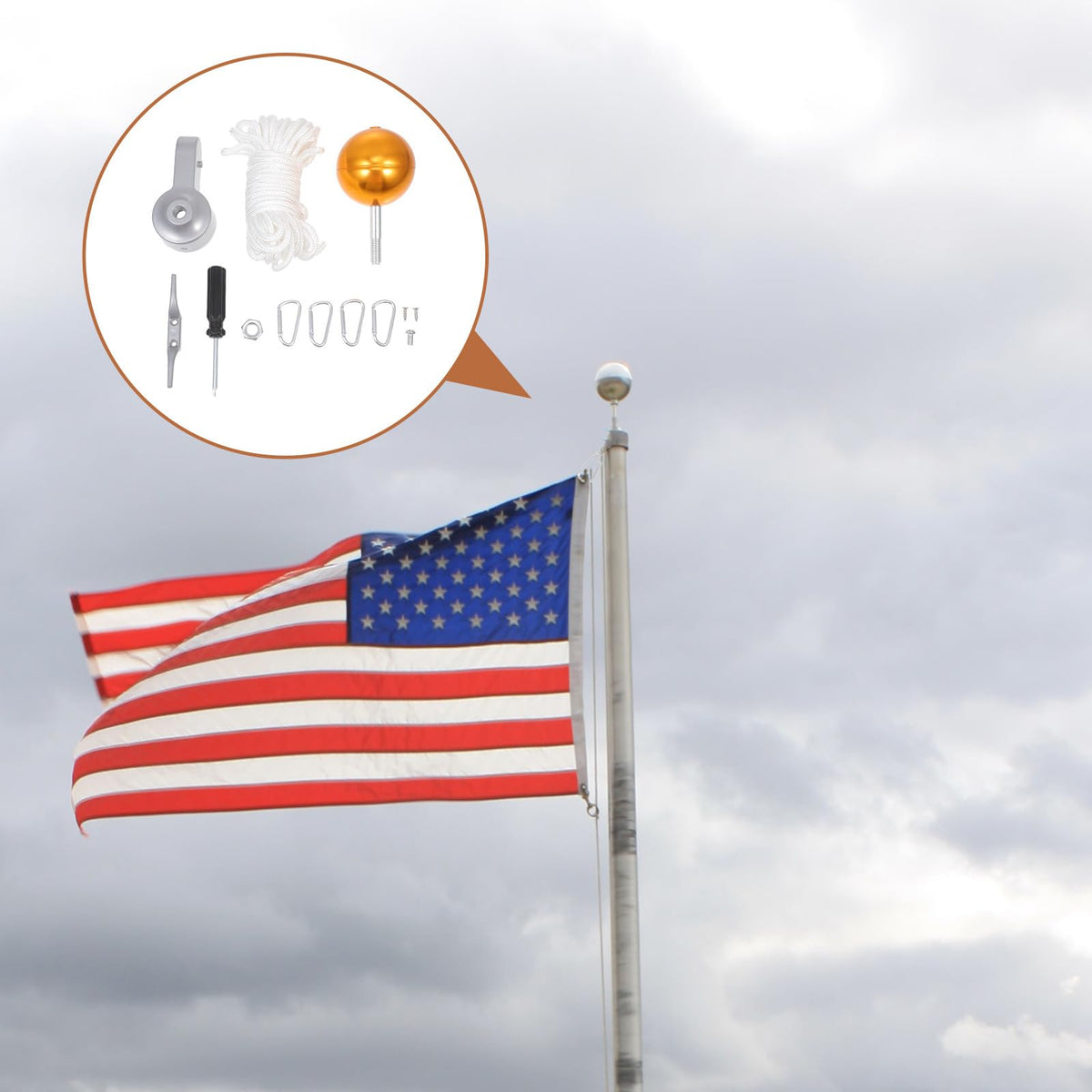 Heavy Duty Flagpole Kit Metal Repair Parts U661