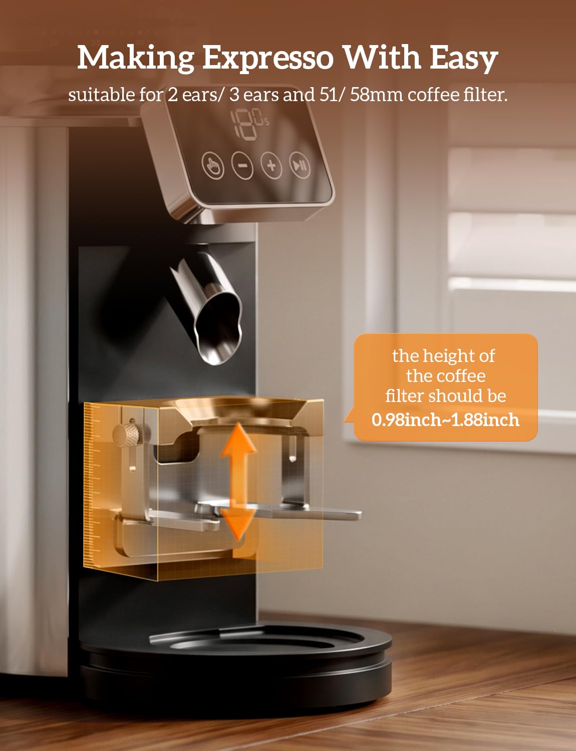 Stainless Steel Espresso Grinder with Portafilter Holder R56577