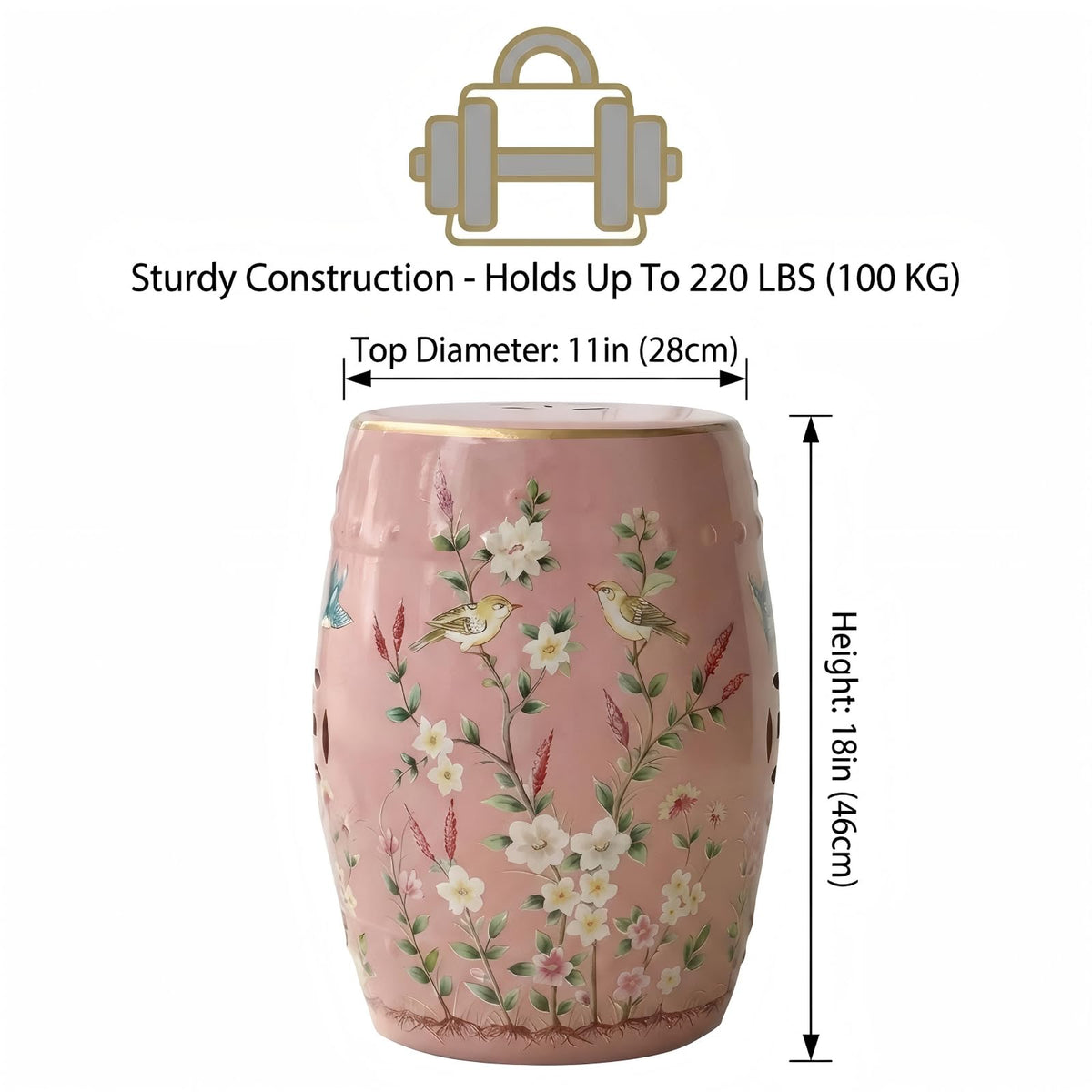 Hand-Painted Ceramic Garden Stool H1131