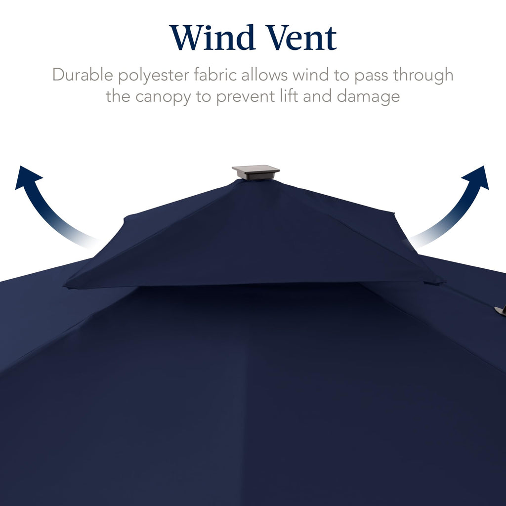 12x12ft LED Cantilever Patio Umbrella with Base and 360° Rotation U125108