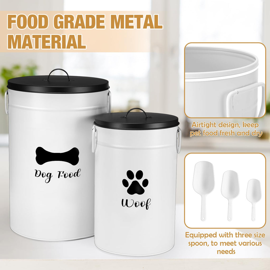 White Metal Dog Food Storage Containers Y210623