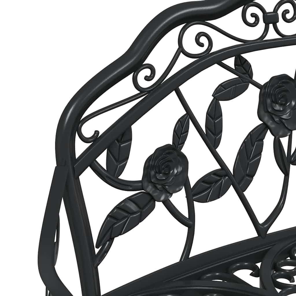 Cast Aluminum Black Patio Bench with Backrest C846677