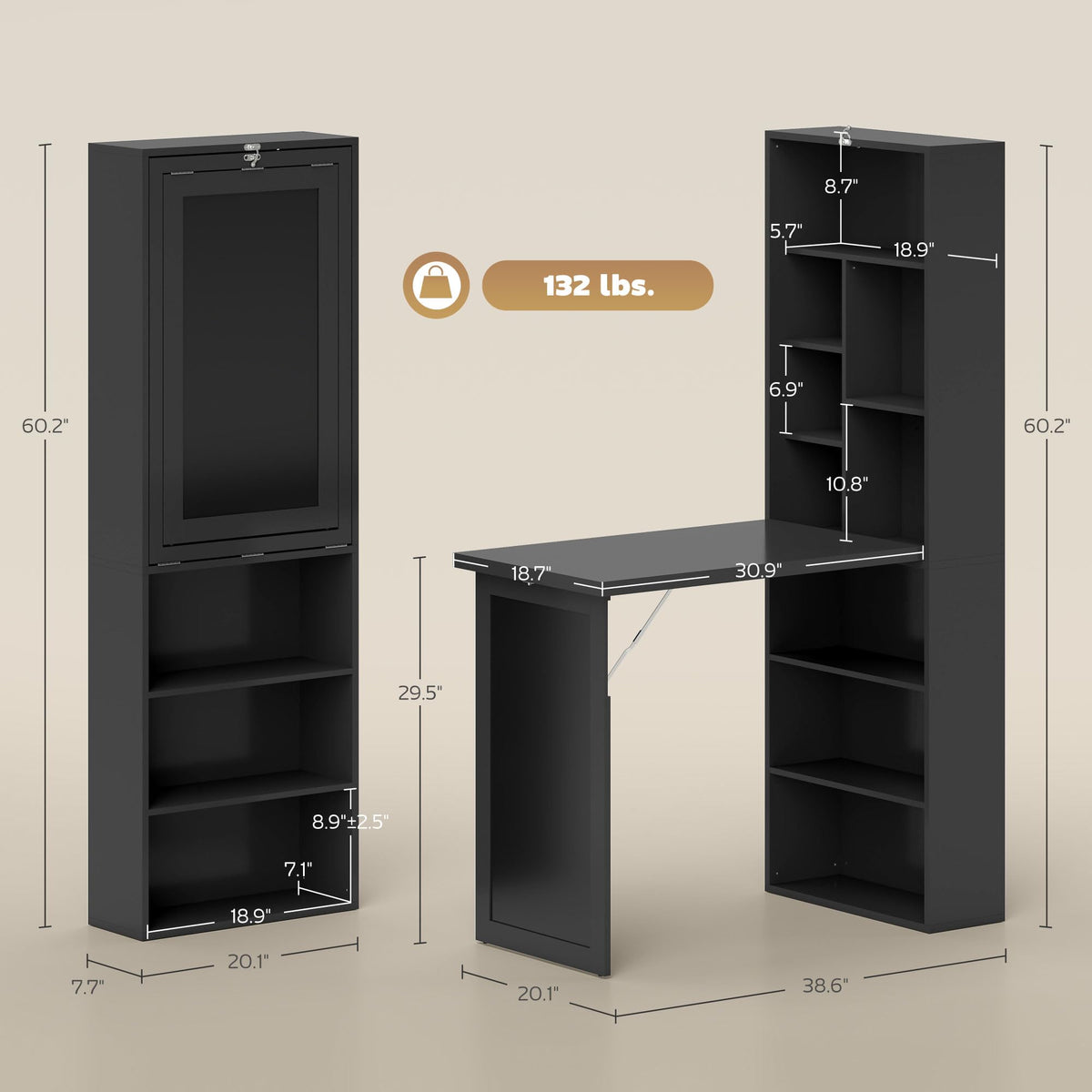 Black Foldable Convertible Computer Desk N396200