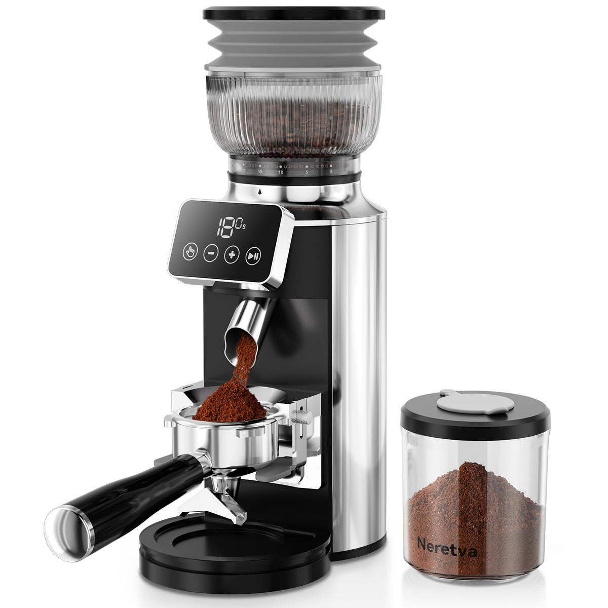 Stainless Steel Espresso Grinder with Portafilter Holder R56577