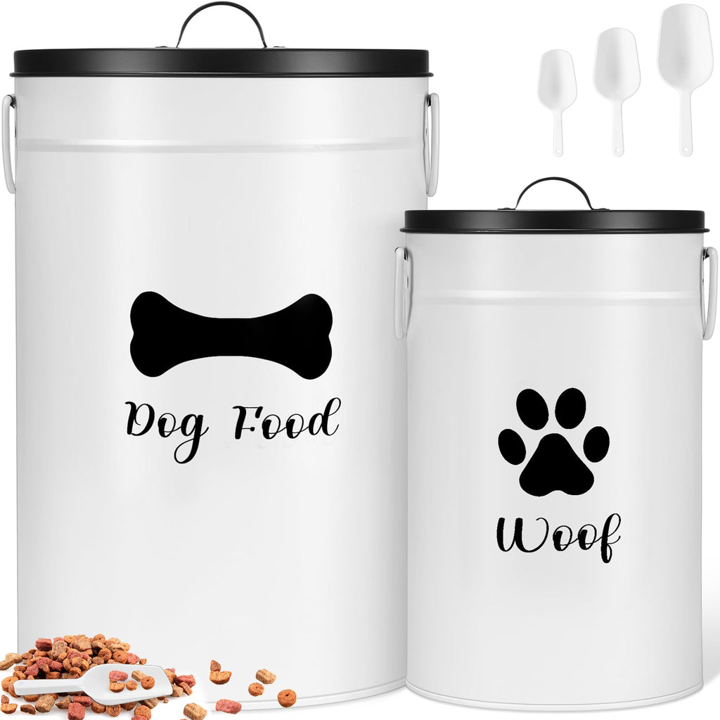 White Metal Dog Food Storage Containers Y210623
