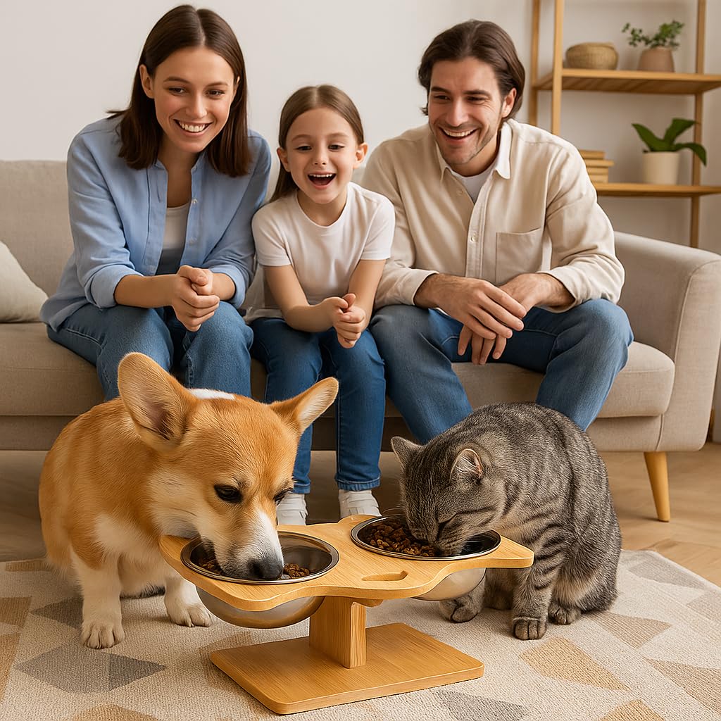 Elevated Stainless Steel Cat and Dog Bowl Set J2805